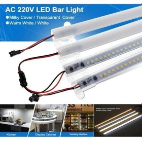 Resim 220 Volt 4014 Çubuk Led Beyaz 6000-6500k -şeffaf Cam 50 Cm Kasalı Dim Edilebilir Bar Led 220v 