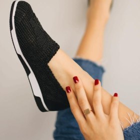 Resim Rebel shoes El İşçiliği Nakışlı Dokuma Comford Ayakkabı Babet Siyah Renk 