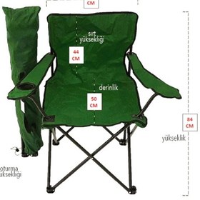 Resim Eksiksepeti 2 Adet Katlanır Kamp Sandalyesi Taşıma Çantalı Bardaklıklı Yeşil 