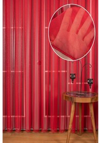 Resim Kırmızı Grek Tül Perde Petek Zemin 