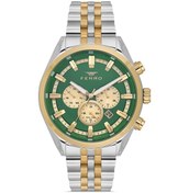 Resim Ferro Quartz Çelik Altın/gri Yeşil Kadran 41 Mm Erkek Kol Saati Gri 