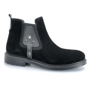 Resim KCMN Boots 600 %100 Hakiki Deri Erkek Chelsea Bot Siyah-nubuk 