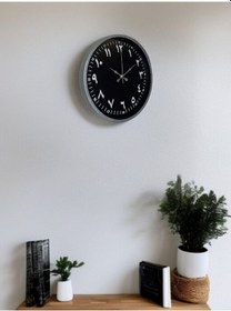 Resim 36 Cm Gri Arapça Rakamlı Duvar Saati Açık 