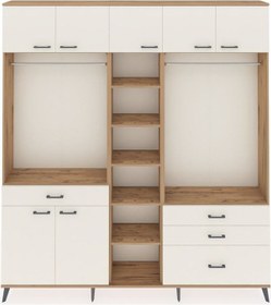 Resim Arges Dolap 11 Raflı 4 Çekmeceli 2 Askılı 220x30x243 Çam-aytaşı/aytaşı Aytası/aytası 