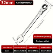 Resim 1 adet 6-32mm Esnek Başlıklı Ratchet Anahtar, Dayanıklı Krom Vanadyum Çeliği, Çift Amaçlı Ayarlanabilir Tork Kombinasyon Aracı, Otomotiv, Bisiklet, Motosiklet ve Yelken Tamirinde Rahat Kavrama için Hareketli Başlıklı - Ratcheting Spanner|Esnek Başlıklı Anahtar|Krom Vanadyum Çelik Yapı, Ratcheting Spanners Mekanikçiler ve DIY Tutkunları için Olmazsa Olmazdır 
