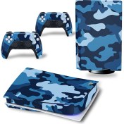 Resim Kt Grup Mavi Kamuflaj Playstation 5 Dijital versiyon Sticker Kaplama Seti 