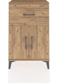 Resim Arges Komodin Tek Raflı Tek Çekmeceli 2 Kapaklı 60x30x96 Çam-çam Çam 