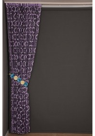 Resim Vakko Çift Renk Lila İp Perde Hazır Düğmeleri Dikilmiş İp Perde 300 240 Cm Lila 