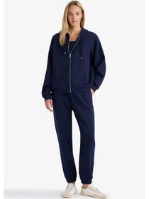 Resim Defacto Basic Düz Cepli Beli Bağcıklı Kalın Jogger Eşofman Altı F9622ax25aunv251 Lacivert 