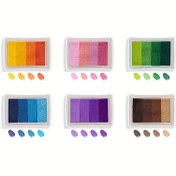 Resim 24 Renk/Set, Her Kutuda Dört Gradyan Renkli Su Bazlı Sünger Mürekkep Ofis İşaretleme ve Boyama Damgalama için Uygun Scrapbooking El Kitapları DIY Dekorasyonu, Çok Renkli Taşınabilir Küçük Mühür Ped Seti 