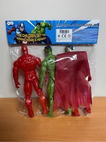 Resim Spider-man Superman Batman 3'lü Kahraman Figür Işıklı 