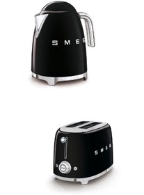 Resim Smeg Siyah Kettle Ve 2x1 Ekmek Kızartma Makinesi Seti Klf03-tsf01bleu 