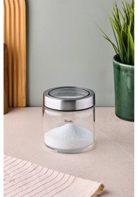 Resim Cassetto 550 Ml Paslanmaz Çelik Kapaklı Borosilikat Cam Kavanoz 10x10 Cm Seffaf Şeffaf 