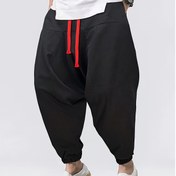 Resim Men'S Japon Tarzı Rahat Harem Pantolonu, Keten Görünümlü 