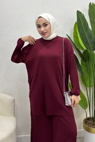 Resim Tesettür Diyarı Yazlık İnce tril tril Sendy Kumaş Takım Kendinden Piliseli Std Beden 38-44 bedene Uyumlu 
