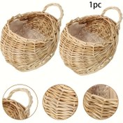 Resim 1 adet El Dokuma Rattan Sepeti - Oval Duvar/M Kapı Asılı Dekor, Doğal Bej Phalaenopsis Orkide Saksı, Dayanıklı Geri Dönüştürülmüş Ahşap Duvar-Montajlı Bitki Rafı İç/Dış Mekan Ev Dekoru ve Depolama için, Bohem Tarzı, Küçük Bitki Tutucu, İncelikli Dokuma Tasarımı, Boho Şık Dekor, Yüksek Kaliteli Dokuma 