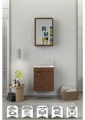 Resim Biani Fix Loft 50 Cm Banyo Dolabı,Seramik Lavabolu, Aynalı,Lavabo Dahil,Mdf,Aybe Kahve 