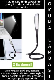 Resim Wintoup Premium Dayanıklı Esnek Kitap Bilgisayar Başı Kompakt 14 Led 3 Kademeli USB Dokunmatik Okuma Lambası 