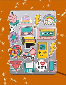 Resim 90'lar Temalı Seri 2 Sticker Seti Laptop Ajanda Pc Tablet Telefon Defter Etiket Bullet Journal Diğer 