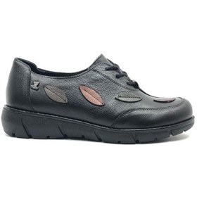 Resim Venüs Yello Hakiki Deri Ortopedik Kadın Casual Ayakkabı Siyah 