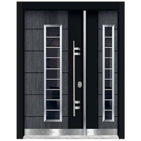 Resim Çelik Kapı Modelleri Antrasit Gri Düz Model Bina Kapısı Sağ 