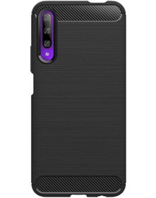 Resim Microcase Huawei Honor 9x Brushed Carbon Fiber Silikon Kılıf - Siyah 