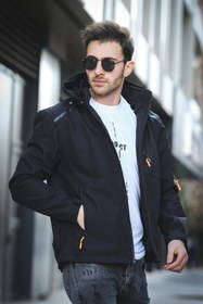 Resim Juka Softshell Su Soğuk Rüzgar Geçirmez İçi Kürklü Dolgulu Softshell Erkek Dağcı Kampcı Kayakcı Montu - SIYAH / S 