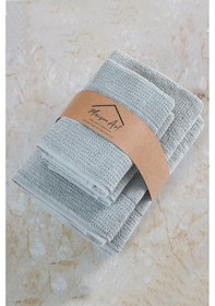 Resim Zeynep Tekstil Royality 50x90 70x140 Cm 4'lü Banyo Havlu Seti, %100 Pamuklu Havlu Takımı Gri 