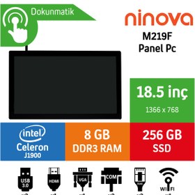 Resim NİNOVA Ninova M219f Intel Celeron J1900 8gb 256gb Ssd Freedos 18.5" Endüstriyel Panel Pc 