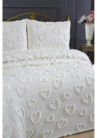 Resim Çeyiz Diyarı Pure Love 3 Parça Çift Kişilik Pike Takımı Krem Krem 