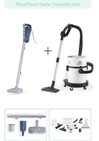 Resim Pirantech RLZ-208 Buharlı Temizlik Robotu Vakumlu Halı Koltuk Yıkama + EK340 Torbasız Elektrikli Süpürge 