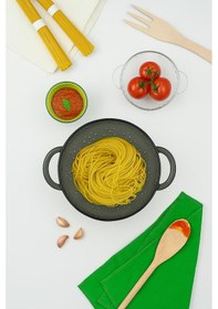 Resim Akrilik Füme Makarna Süzgeçi & Sebze Meyve Süzgeçi Siyah 