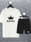 Resim macklin Unisex Kadın Erkek King Baskılı Oversize Tshirt ve Şort Eşofman Takımı 