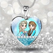 Resim 1 adet, (Marka), Frozen Anna ve Elsa Tasarımlı Karakterli Gümüş Renkli Demir Alaşımlı Döküm Kalp Tabanlı Zincir Kolye, Babalar Günü Anneler Günü Sevgililer Günü için Arkadaşlar Aile Sınıf Arkadaşları İçin Mükemmel Hediye Sürprizi, Uygun Takı Seti 