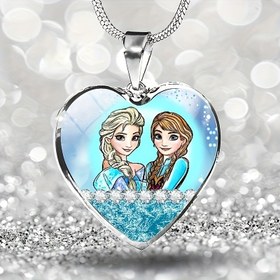 Resim 1 adet, (Marka), Frozen Anna ve Elsa Tasarımlı Karakterli Gümüş Renkli Demir Alaşımlı Döküm Kalp Tabanlı Zincir Kolye, Babalar Günü Anneler Günü Sevgililer Günü için Arkadaşlar Aile Sınıf Arkadaşları İçin Mükemmel Hediye Sürprizi, Uygun Takı Seti 