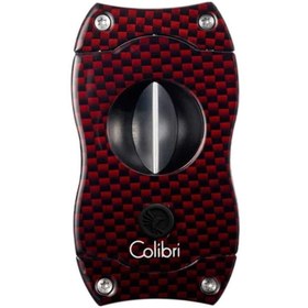 Resim Colibri V-cut Karbon Desenli Kırmızı Puro Kesici 