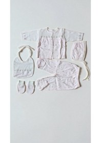 Resim 0-3 Ay Gaye Kız Bebek Renkli Çiçek Nakışlı %100 Pamuk 5li Set Açık Pembe 