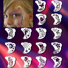 Resim 16 adet Yüz Boyama Serisi Şablonları Makyaj Partileri, Cosplay, Karnaval, Doğum Günü Partileri vb. için. Boş Renkli Boyama Şablonları, DIY El Boyama Şablonları, Graffiti Baskı ve Sprey Boyama Şablonları, PET Malzeme Yıkanabilir, Katlanabilir, Tekrar Kullanılabilir 