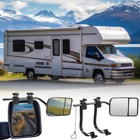 Resim Çekme Aynası Uzatmaları - İki Parça Klipsli Çekici Aynaları Uzatıcı - Dönebilen Dışbükey Geri Görüş Lens Uzantıları Kamyonet SUV Minibüs 