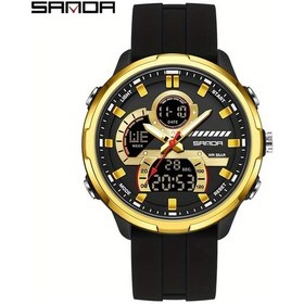 Resim Fochsia Sanda Erkek Büyük Kadranlı 5atm Su Geçirmez Spor Saati Siyah Altın Diğer 