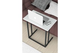 Resim Bofigo Metal Ayaklı Laptop Sehpası Kahvaltı Masası Çalışma Sehpası Stabil Beyaz 