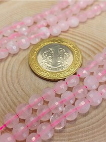 Resim Pembe Kuvars Taşı Yassı Faset Kesim Yarım Dizi 6x4mm 18cm Uzunlu 