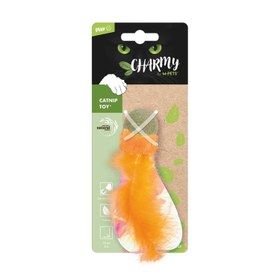 Resim M-Pets Charmy Firefly Catnipli Tüylü Top Kedi Oyuncağı 13 Cm Turuncu 