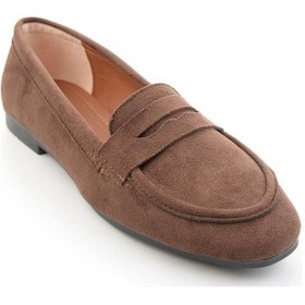 Resim Kahve Süet Kadın Loafer Ayakkabı K01745877072 