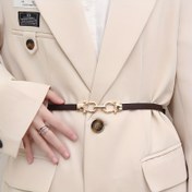 Resim Şık No Buckle Kemer Kadınların Görünmez Kemer Günlük Rahat Elbise Kemer Moda İnce Kemer 