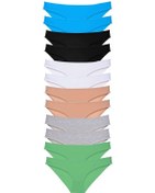 Resim 12 Adet Eko Set Likralı Kadın Slip Külot Çok Renkli 5 Altın - Lacivert 