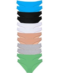 Resim 12 Adet Eko Set Likralı Kadın Slip Külot Çok Renkli 5 Altın - Lacivert 