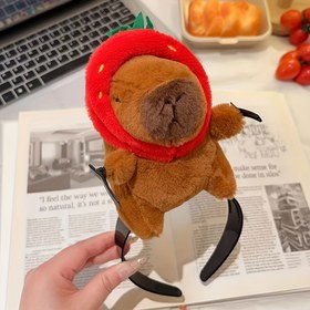 Resim Capibara Sevimli Kapibara Saç Halkası Çerçeve Komik Saç Çekme Başlık Bebek Saç Tokası Bebek Yüz Yıkama Komik Saç Bandı 