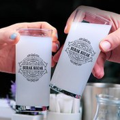 Resim Premium Kalite İsme Özel İkili Rakı Bardağı Seti 