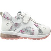 Resim Deri Ve Ortopedik Destekli Kız Çocuk Işıklı Ayakkabı Beyaz Beyaz 